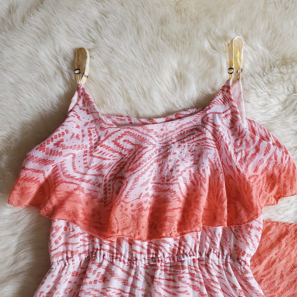 Sanctuary Coral Print High-Low Maxi Dress Size S - Picture 7 of 15